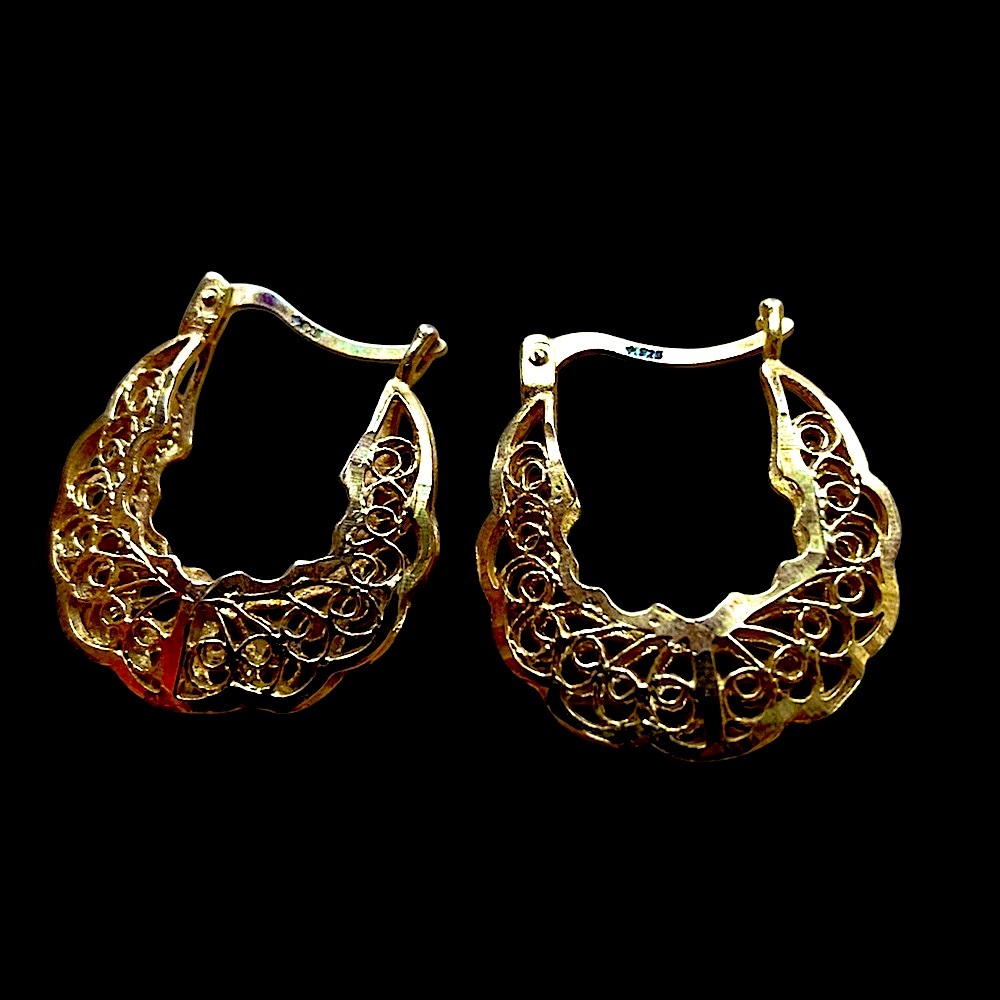 Vintage 925 Sterling Silver with Gold OverlayEarrings - Picture 4 of 9